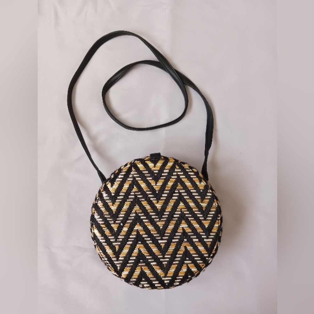 Lionel Round Straw Crossbody Bag